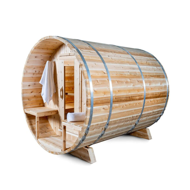 Dundalk Leisurecraft Serenity 4-Person Wood Cedar Outdoor Barrel Sauna - SAK94862