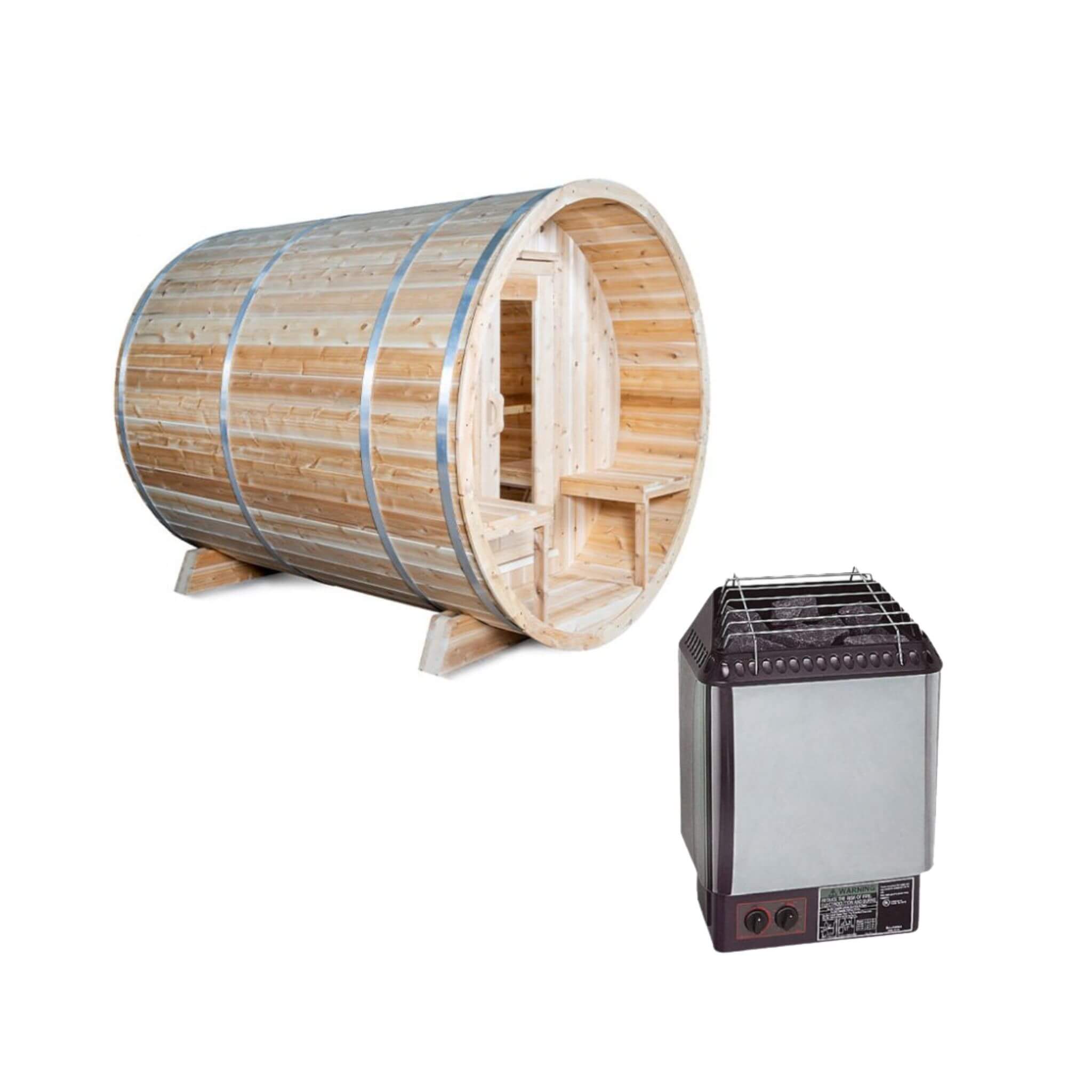 Dundalk Leisurecraft Serenity 4-Person Wood Cedar Outdoor Barrel Sauna - SAK94862