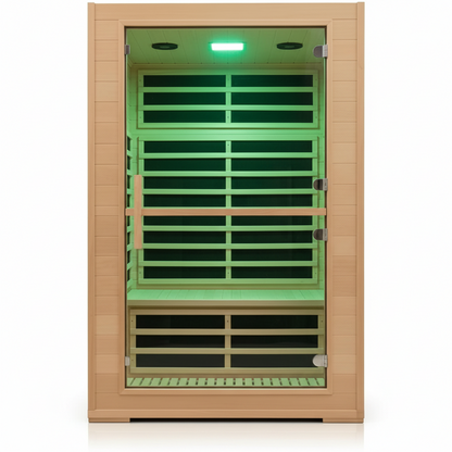 2 Person Far Infrared Sauna with Smart APP Control, 2000W Low EMF Wooden Infrared Sauna Room for Home, 8 Carbon Mica Heating Panels Wellness Sauna, Canadian Hemlock Indoor Spa for Home Relaxation