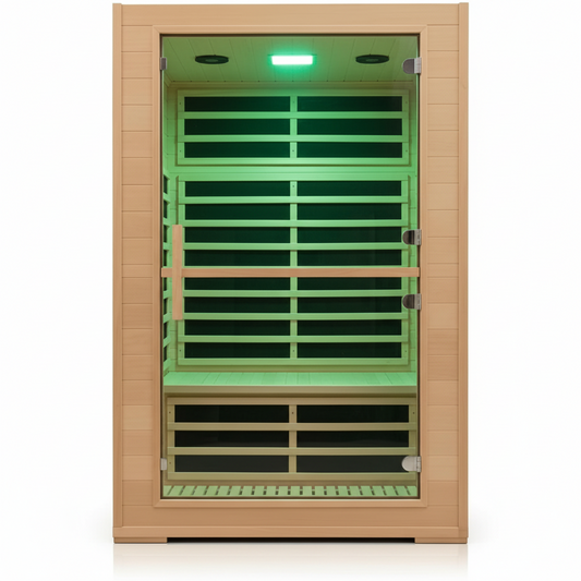 2 Person Far Infrared Sauna with Smart APP Control, 2000W Low EMF Wooden Infrared Sauna Room for Home, 8 Carbon Mica Heating Panels Wellness Sauna, Canadian Hemlock Indoor Spa for Home Relaxation