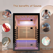 Thermora Flux Luxury 2-Person Canadian Hemlock Wood Far Infrared Home Sauna (SAK02184)