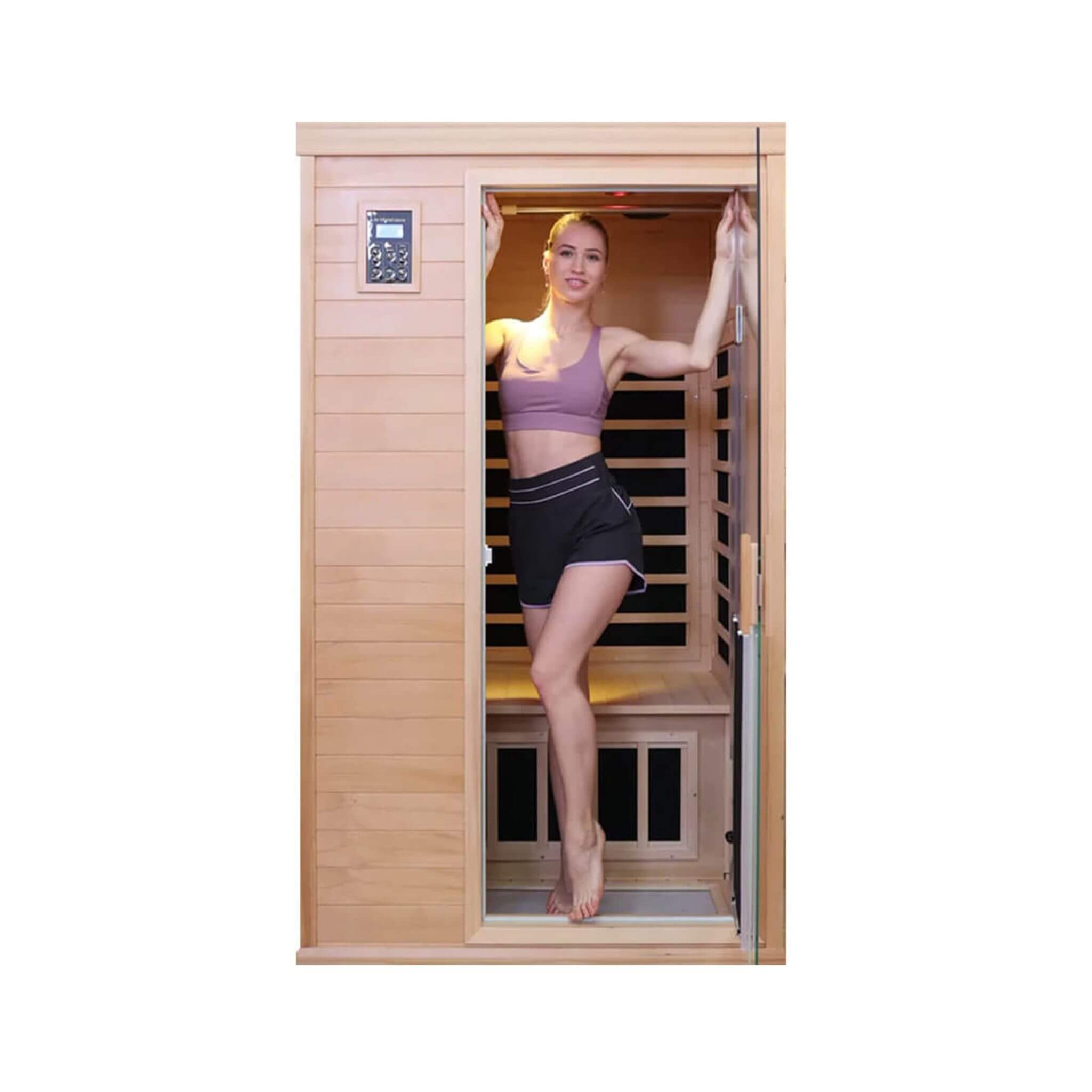 Thermora Ivara 2-Person Hemlock Far Infrared Sauna Room Glass Door 1750W - SAK81525