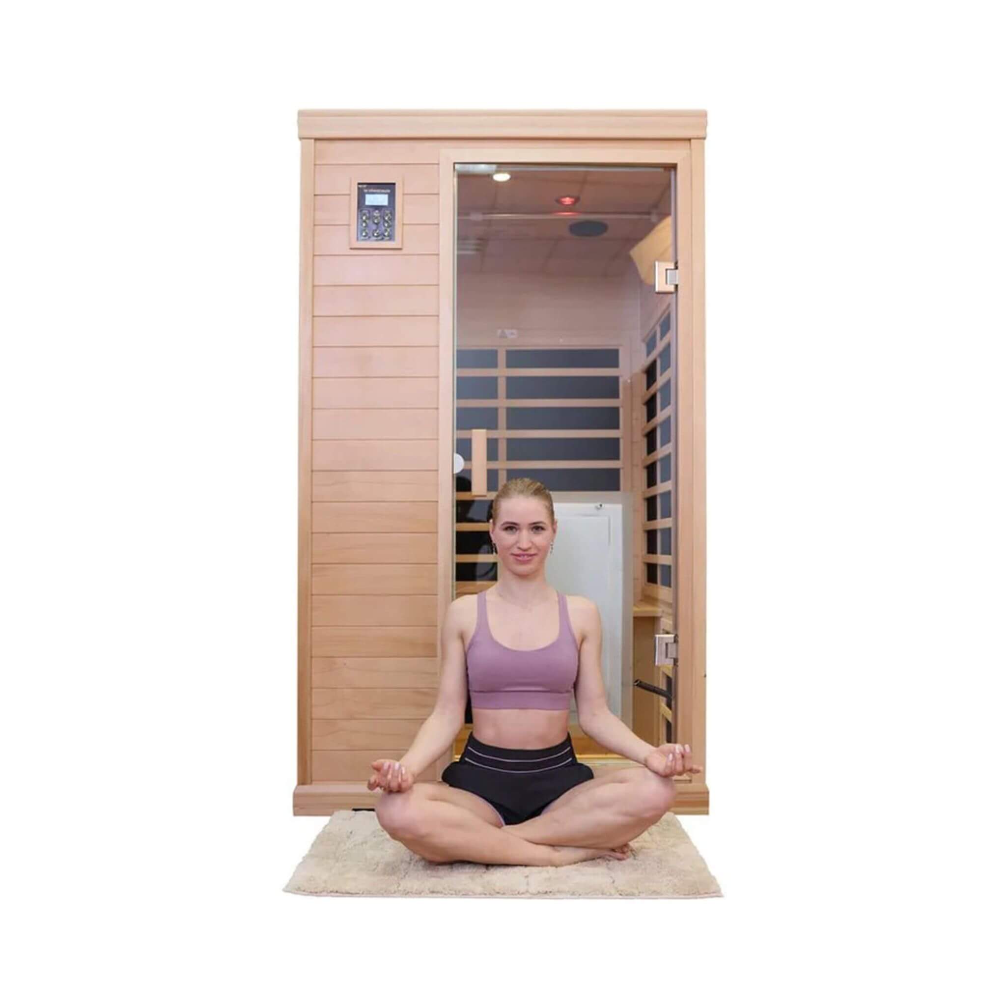 Thermora Ivara 2-Person Hemlock Far Infrared Sauna Room Glass Door 1750W - SAK81525