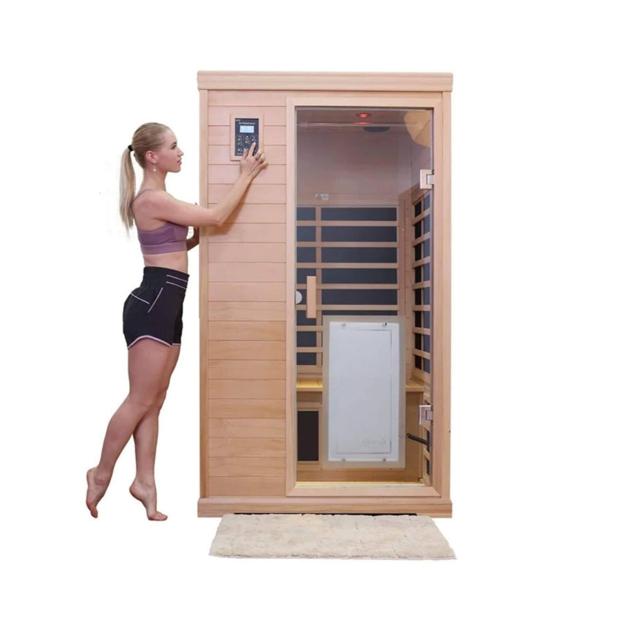 Thermora Ivara 2-Person Hemlock Far Infrared Sauna Room Glass Door 1750W - SAK81525
