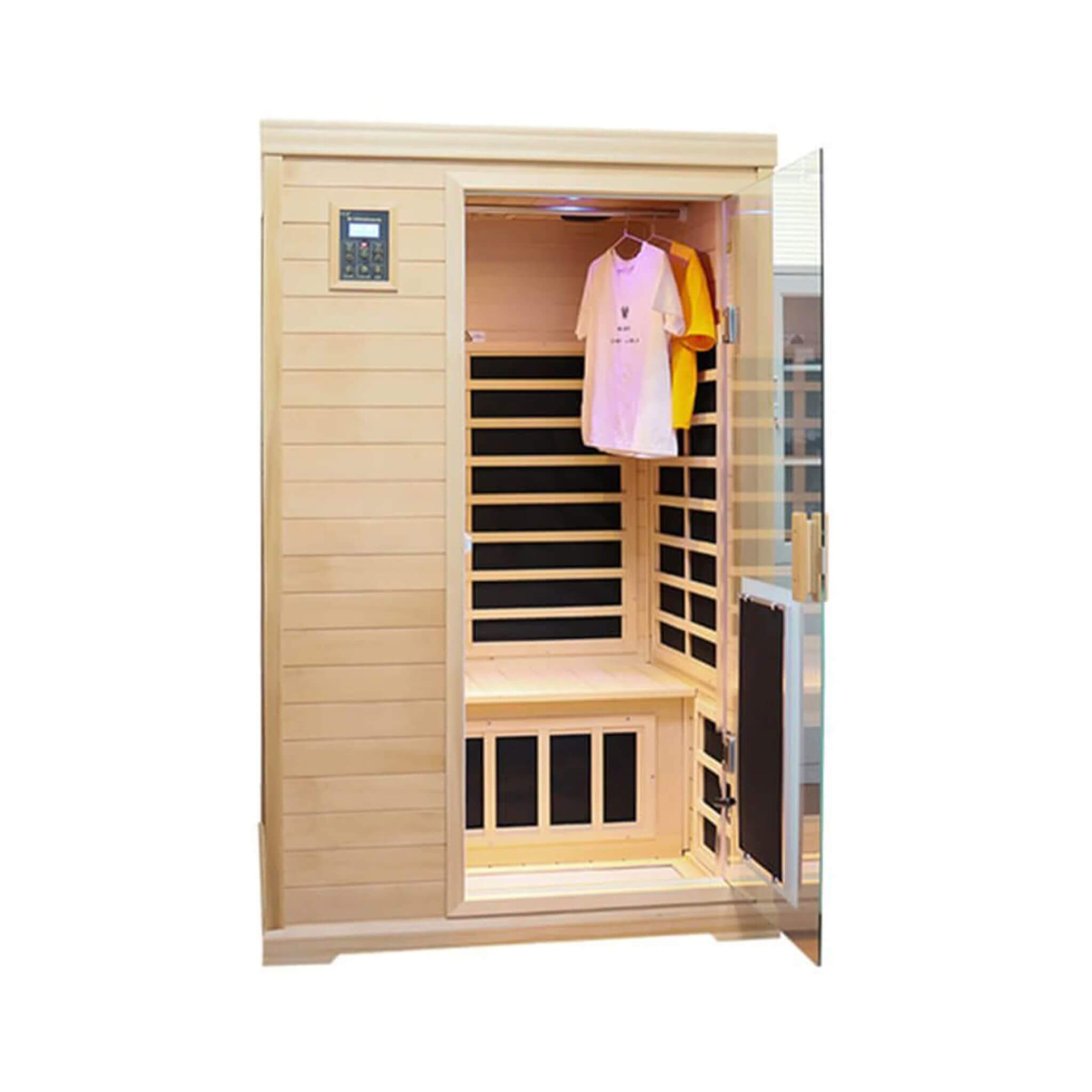 Thermora Ivara 2-Person Hemlock Far Infrared Sauna Room Glass Door 1750W - SAK81525