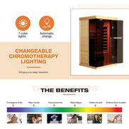 Thermora Valen 2-Person Far Infrared Sauna Room Panoramic Glass 2000W - SAK27481