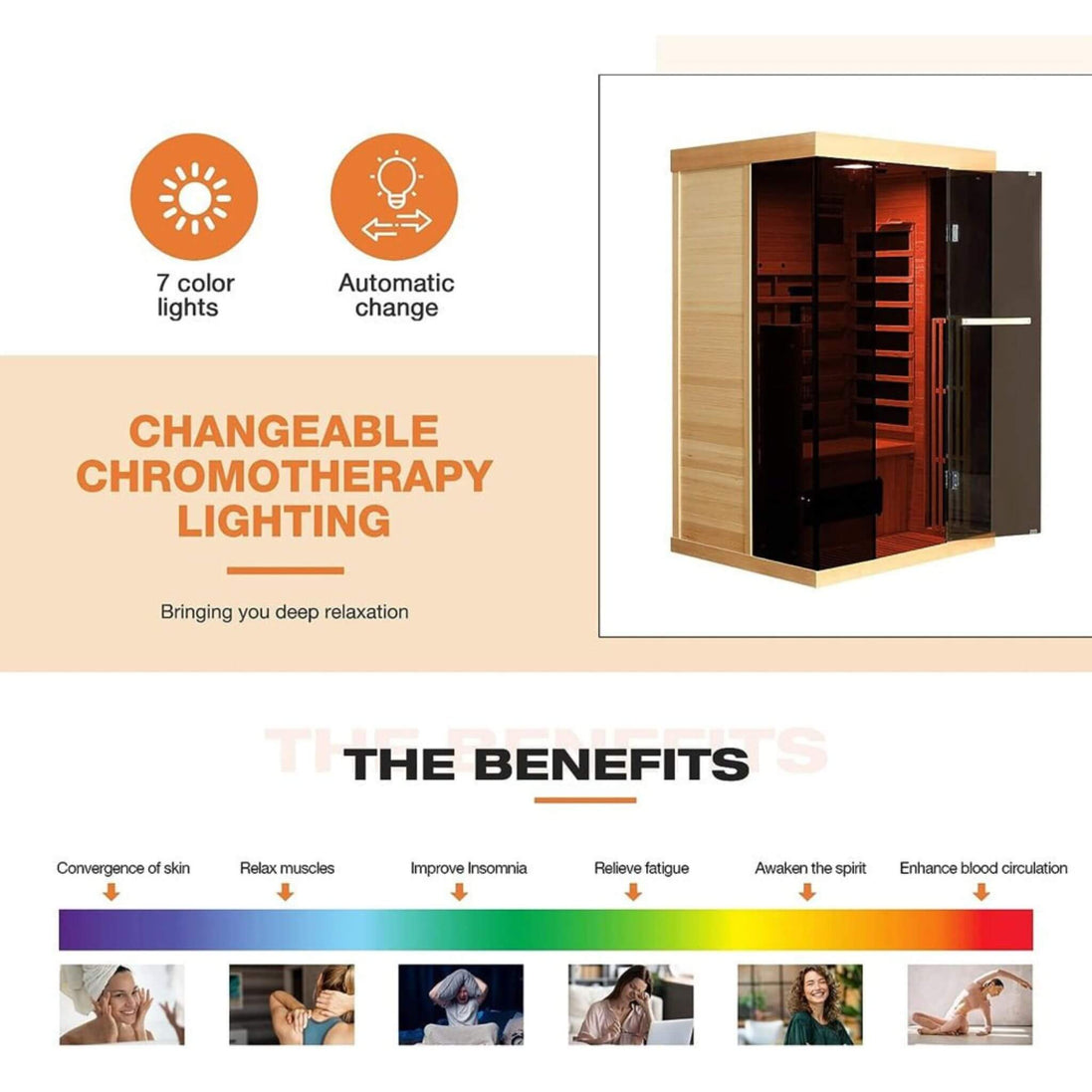 Thermora Valen 2-Person Far Infrared Sauna Room Panoramic Glass 2000W - SAK27481