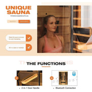 Thermora Valen 2-Person Far Infrared Sauna Room Panoramic Glass 2000W - SAK27481