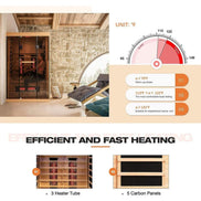 Thermora Valen 2-Person Far Infrared Sauna Room Panoramic Glass 2000W - SAK27481