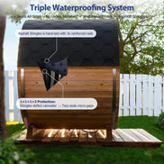 Thermora Haven All-Weather Pinewood Outdoor Barrel Sauna Kit with 4.5kW Heater - SAK91462