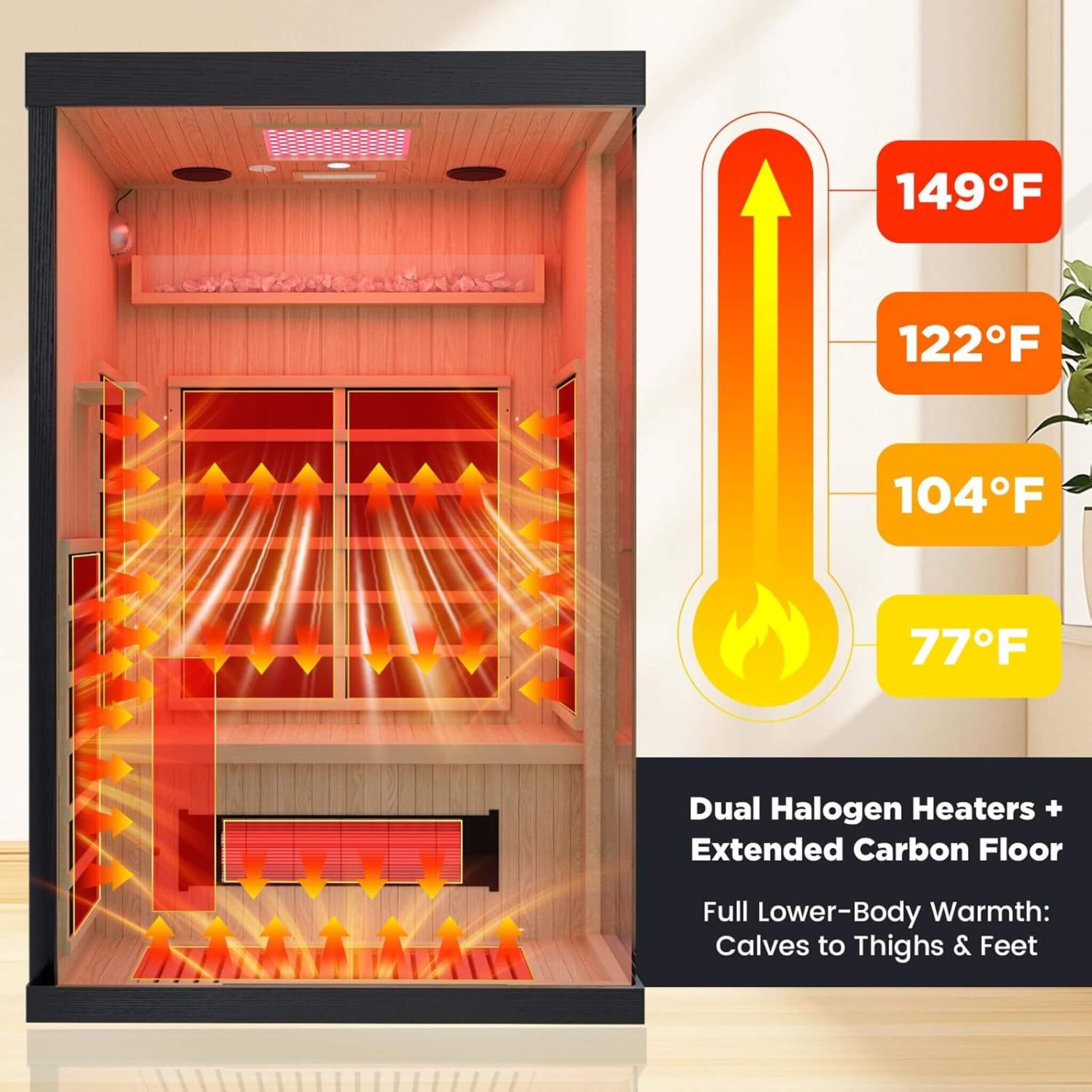 Thermora Pandora 2-Person Indoor Infrared Sauna Red Light & Salt Panels - SAK67305
