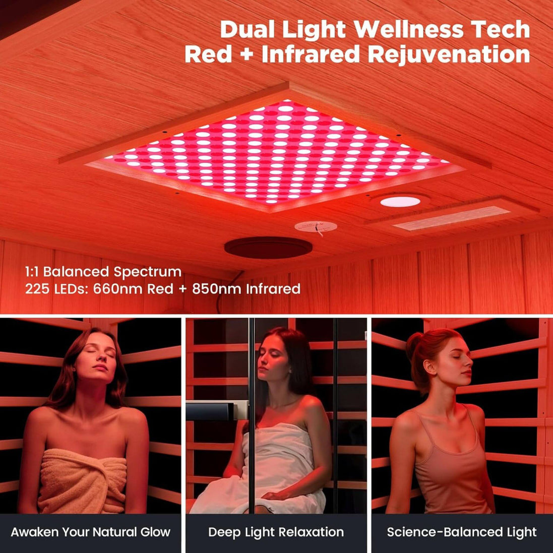 Thermora Pandora 2-Person Indoor Infrared Sauna Red Light & Salt Panels - SAK67305