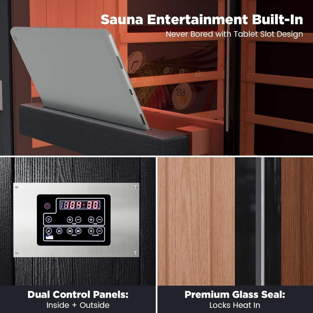 Thermora Pandora 2-Person Indoor Infrared Sauna Red Light & Salt Panels - SAK67305
