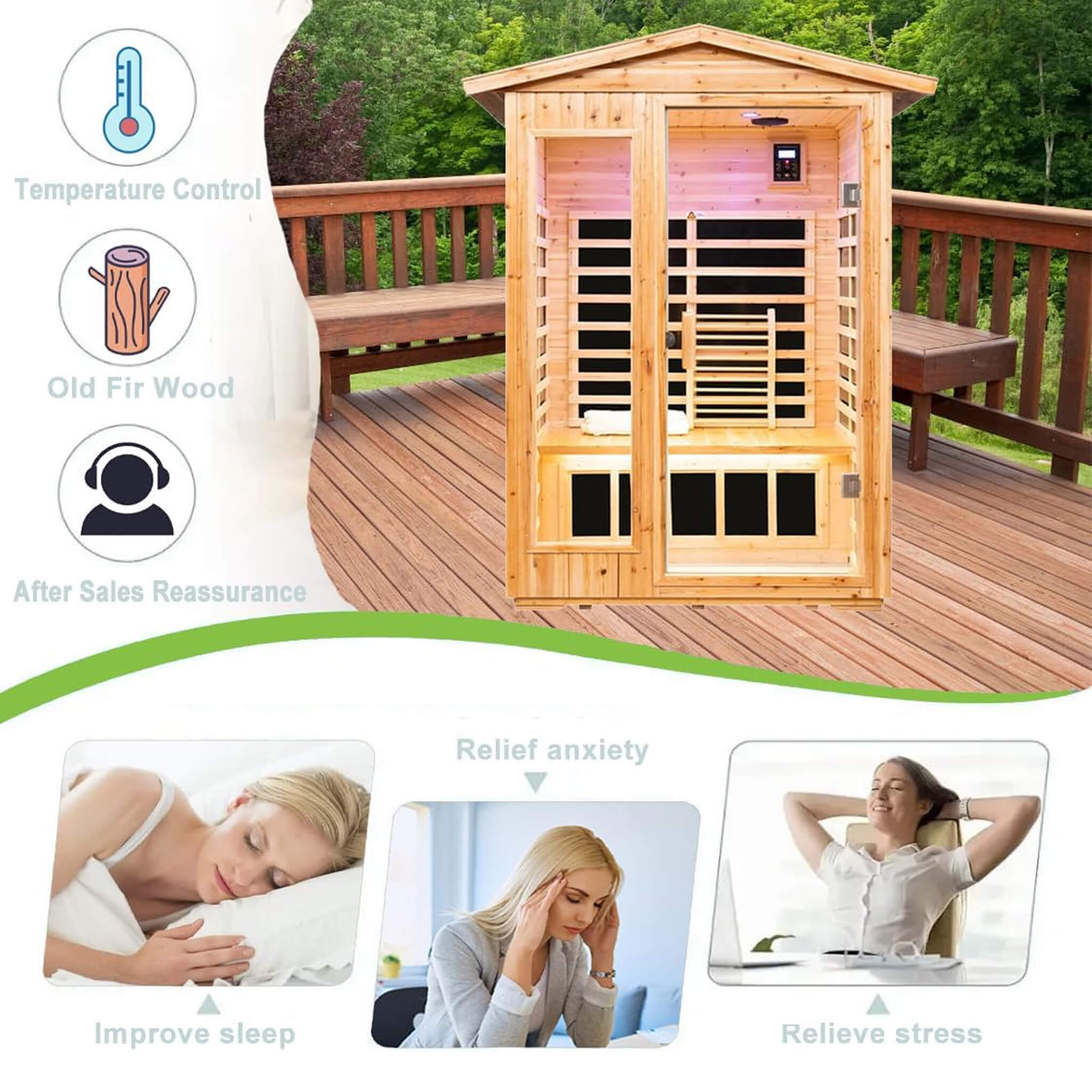 Thermora Zorin 2-Person Indoor Outdoor Hemlock Far Infrared Sauna 1750W - SAK27451
