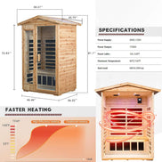 Thermora Zorin 2-Person Indoor Outdoor Hemlock Far Infrared Sauna 1750W - SAK27451