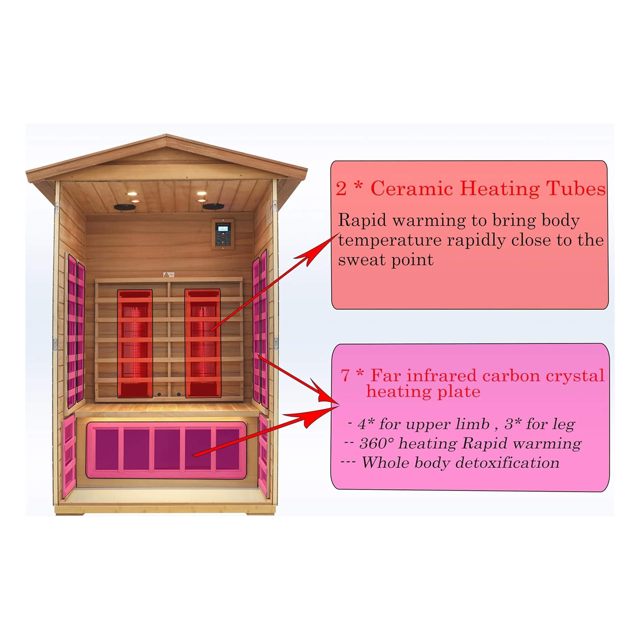 Thermora Alveron 2-Person Outdoor Mahogany Low EMF Infrared Sauna - SAK83719