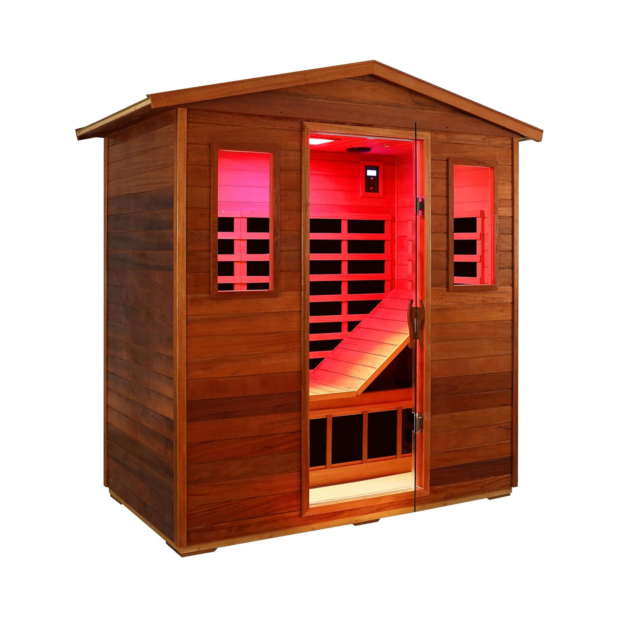 Thermora Vanta 3-Person Outdoor Mahogany Hybrid Infrared Sauna Room - SAK83460