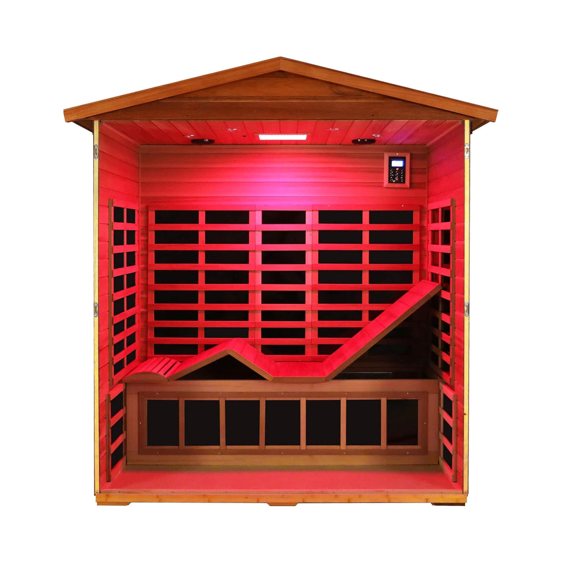 Thermora Vanta 3-Person Outdoor Mahogany Hybrid Infrared Sauna Room - SAK83460