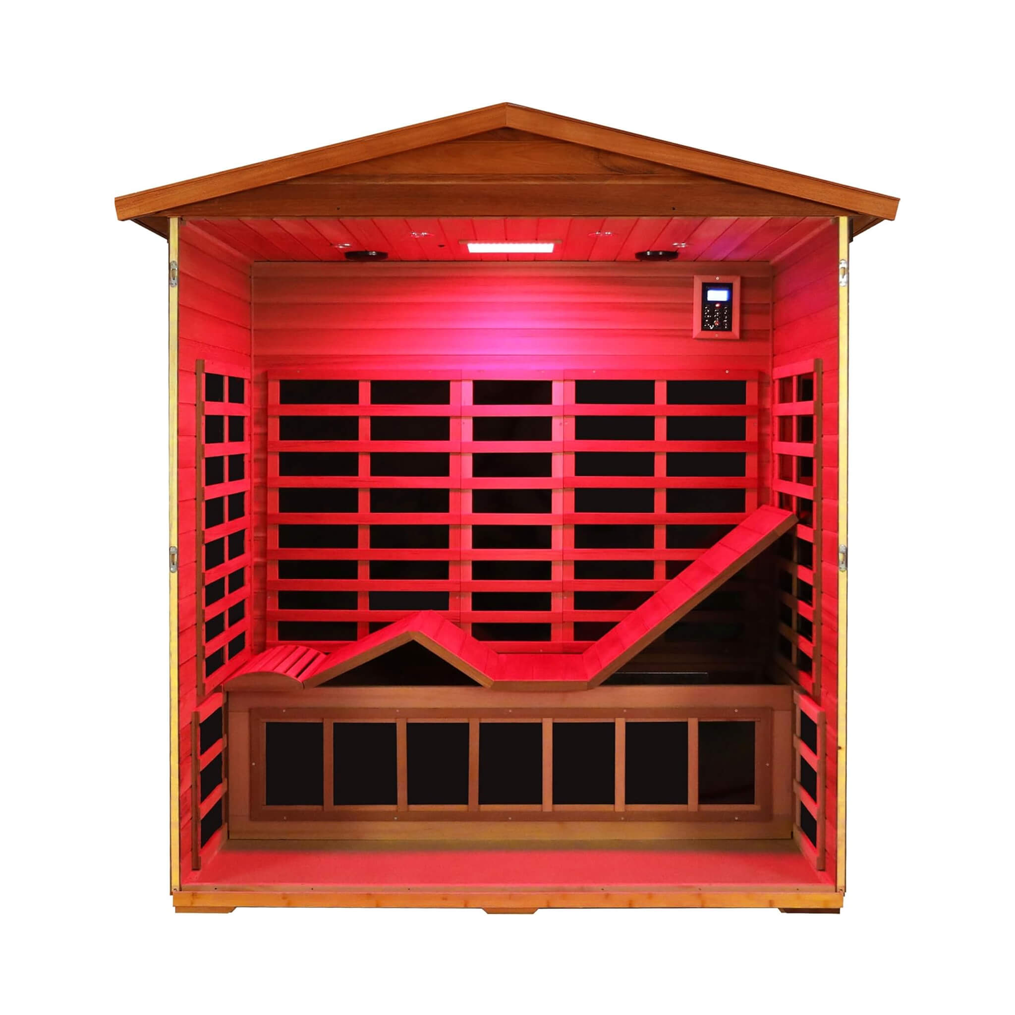 Thermora Vanta 3-Person Outdoor Mahogany Hybrid Infrared Sauna Room - SAK83460