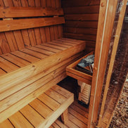 3-Person Outdoor Scandinavian ThermoWood Cube Sauna Kit with LED Lighting - SAK47582