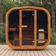 3-Person Outdoor Scandinavian ThermoWood Cube Sauna Kit with LED Lighting - SAK47582