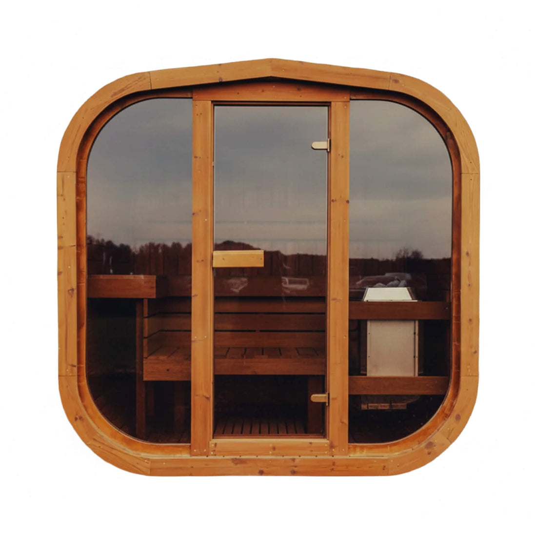 3-Person Outdoor Scandinavian ThermoWood Cube Sauna Kit with LED Lighting - SAK47582