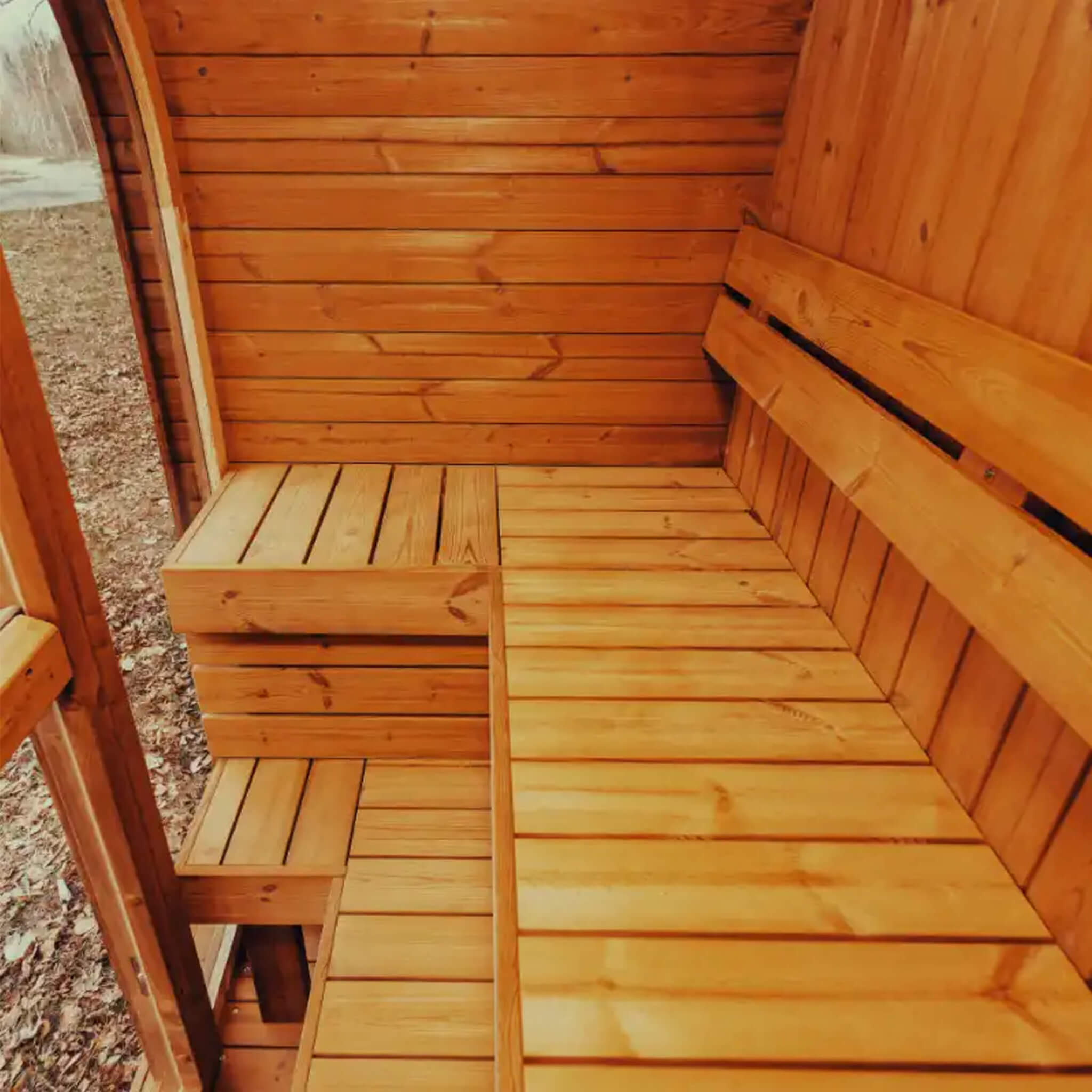 3-Person Outdoor Scandinavian ThermoWood Cube Sauna Kit with LED Lighting - SAK47582