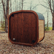 3-Person Outdoor Scandinavian ThermoWood Cube Sauna Kit with LED Lighting - SAK47582