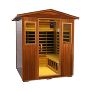 Thermora Moretti 4-Person Outdoor Mahogany Hybrid Infrared Sauna Room - SAK98263