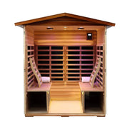 Thermora Moretti 4-Person Outdoor Mahogany Hybrid Infrared Sauna Room - SAK98263