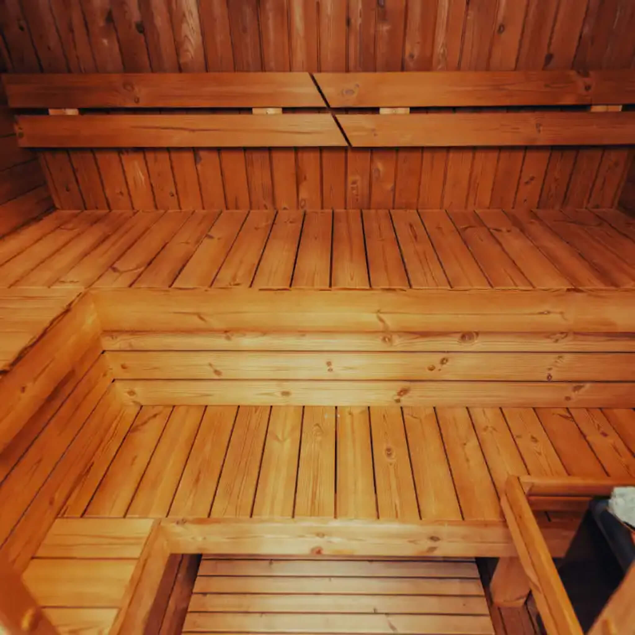 4-Person Outdoor Scandinavian ThermoWood Cube Sauna Kit with LED Lighting - SAK25470