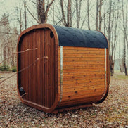 4-Person Outdoor Scandinavian ThermoWood Cube Sauna Kit with LED Lighting - SAK25470