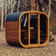4-Person Outdoor Scandinavian ThermoWood Cube Sauna Kit with LED Lighting - SAK25470