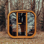 4-Person Outdoor Scandinavian ThermoWood Cube Sauna Kit with LED Lighting - SAK25470