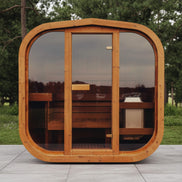 Premium 6-Person Outdoor Scandinavian ThermoWood Cube Sauna Kit With LED Lighting (SAK89146)