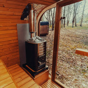 Premium 6-Person Outdoor Scandinavian ThermoWood Cube Sauna Kit With LED Lighting (SAK89146)