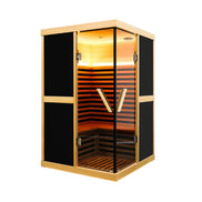 Thermora Helix 2-Person V-Shaped Far Infrared Sauna Room Double Glass Doors - SAK96413