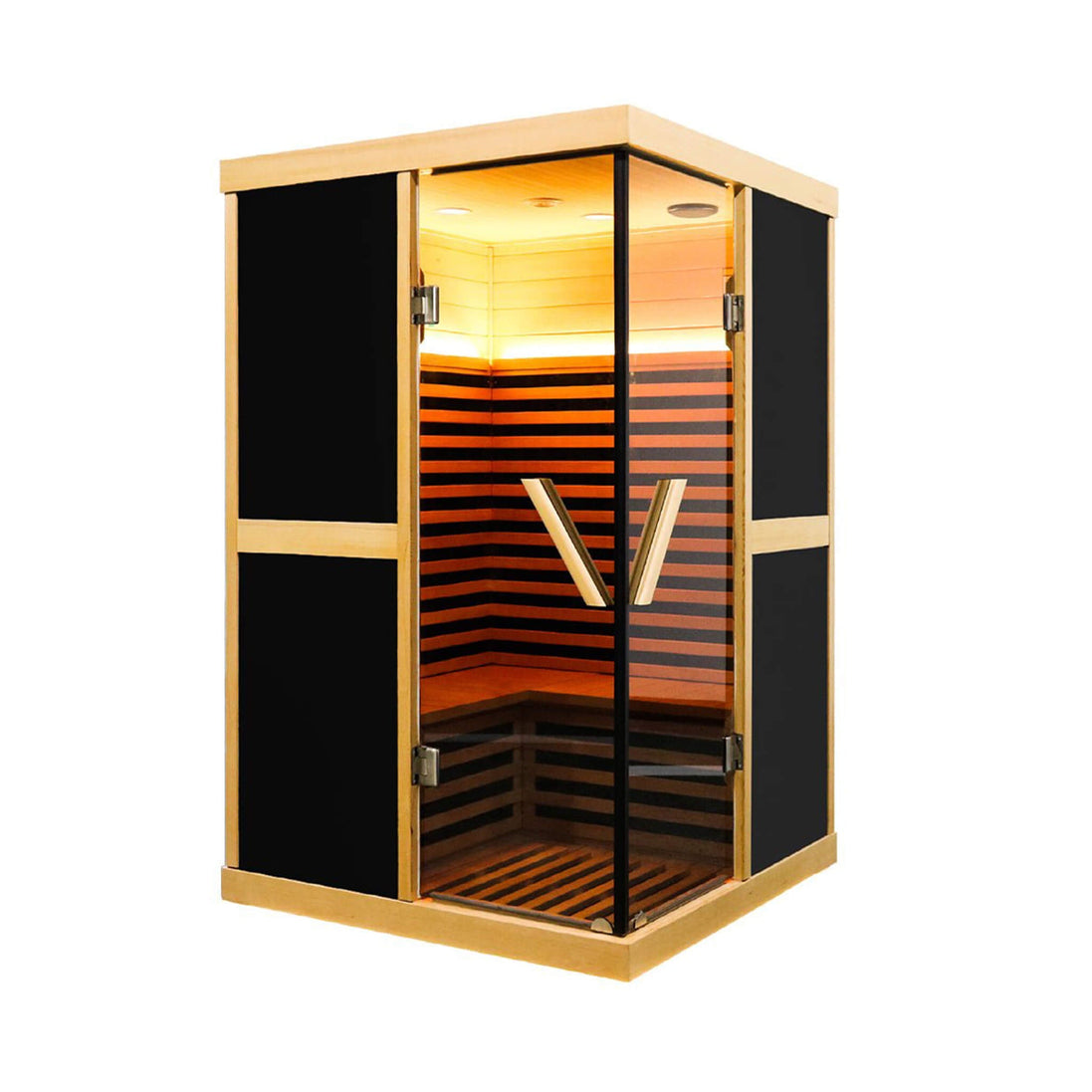 Thermora Helix 2-Person V-Shaped Far Infrared Sauna Room Double Glass Doors - SAK96413