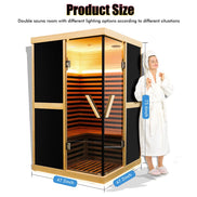 Thermora Helix 2-Person V-Shaped Far Infrared Sauna Room Double Glass Doors - SAK96413