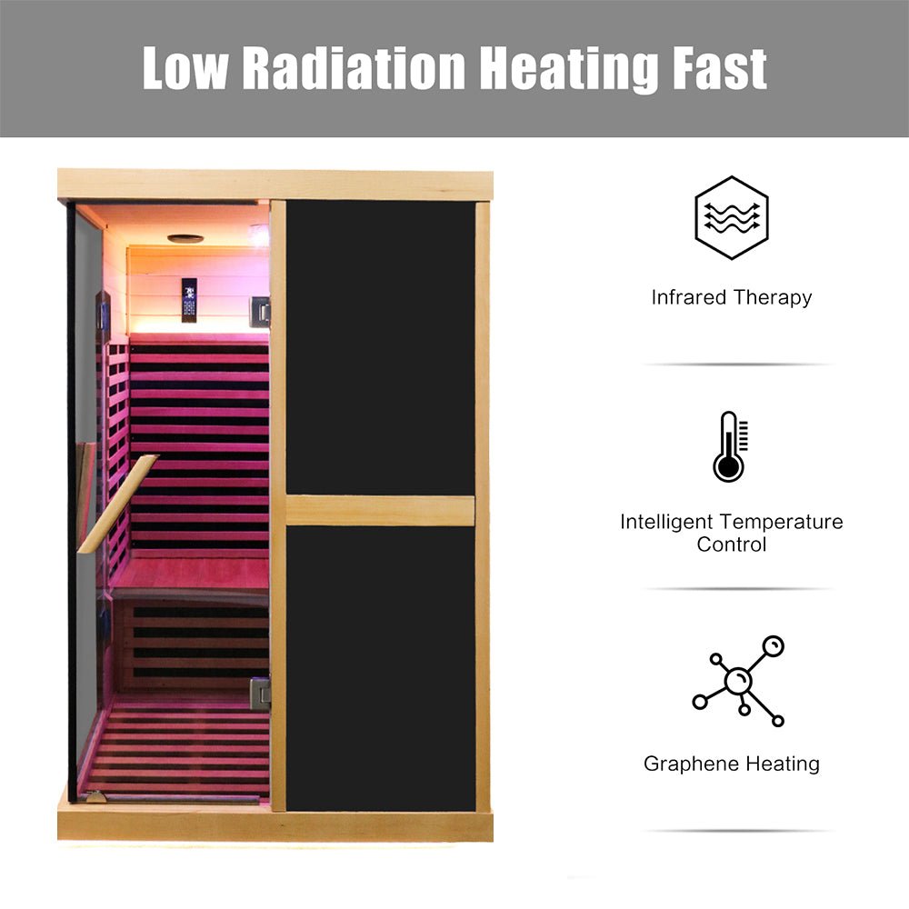 Thermora Helix 2-Person V-Shaped Far Infrared Sauna Room Double Glass Doors - SAK96413