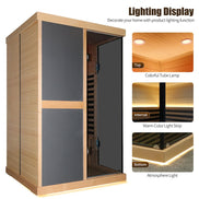 Thermora Helix 2-Person V-Shaped Far Infrared Sauna Room Double Glass Doors - SAK96413