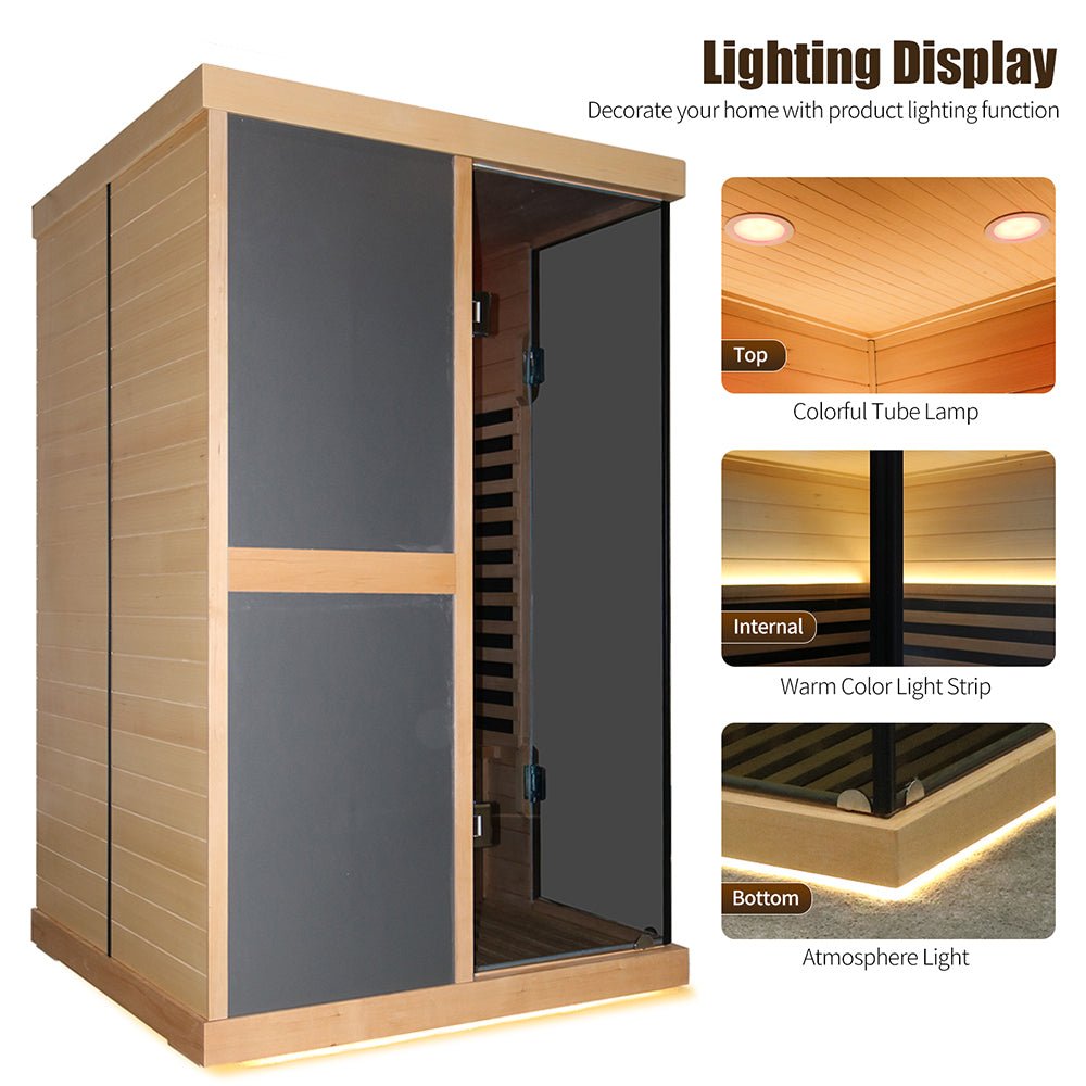 Thermora Helix 2-Person V-Shaped Far Infrared Sauna Room Double Glass Doors - SAK96413