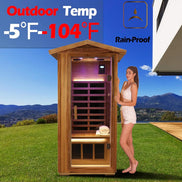Thermora Xyra 1-Person Outdoor Red Cedar Low EMF Infrared Sauna - SAK32783