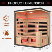 Rövia Ember 4-Person Full-Spectrum Infrared Sauna with Himalayan Salt Panels - SAK80537