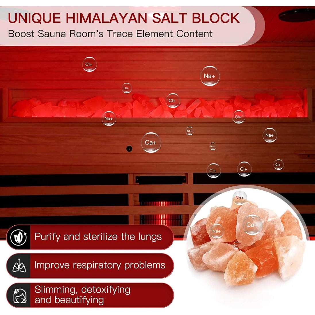 Rövia Ember 4-Person Full-Spectrum Infrared Sauna with Himalayan Salt Panels - SAK80537