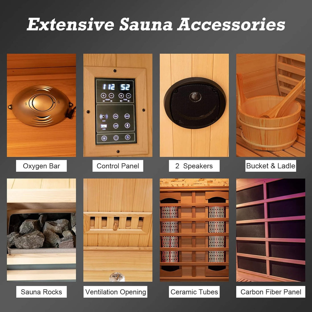 Rövia Aurora 3-Person Indoor Hybrid Sauna Room with Infrared and 4.5kW Heater - SAK41592