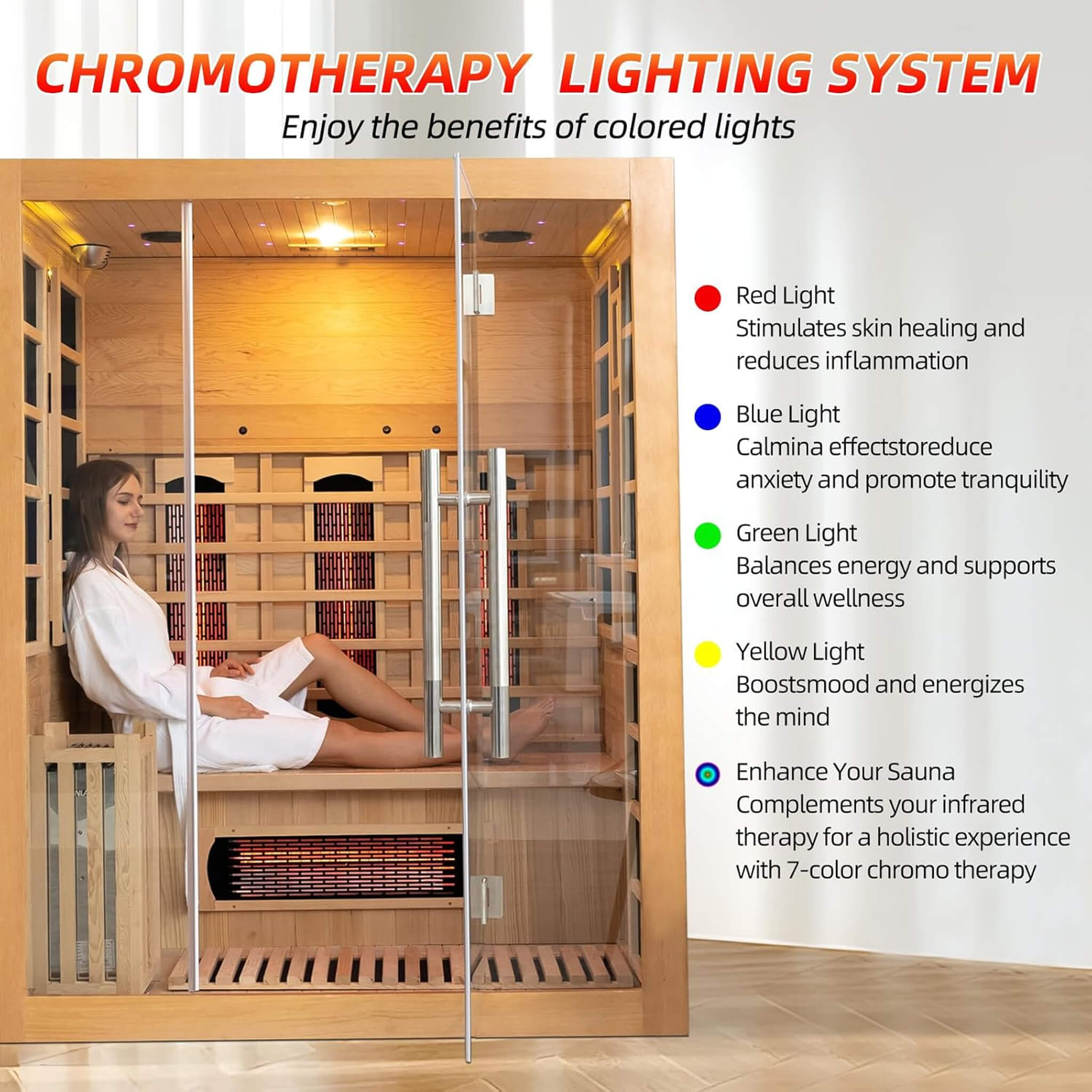 Rövia Aurora 3-Person Indoor Hybrid Sauna Room with Infrared and 4.5kW Heater - SAK41592