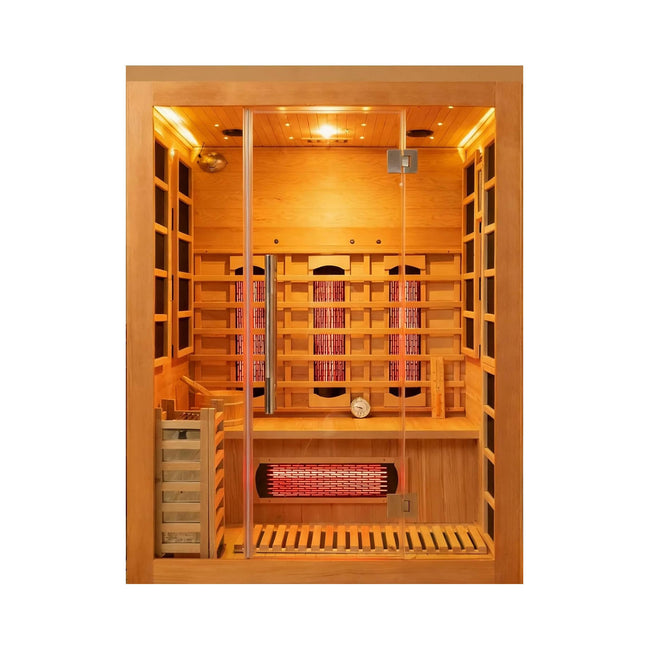 Rövia Aurora 3-Person Indoor Hybrid Sauna Room with Infrared and 4.5kW Heater - SAK41592