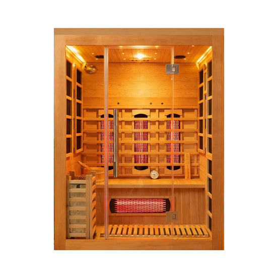 Rövia Aurora 3-Person Indoor Hybrid Sauna Room with Infrared and 4.5kW Heater - SAK41592