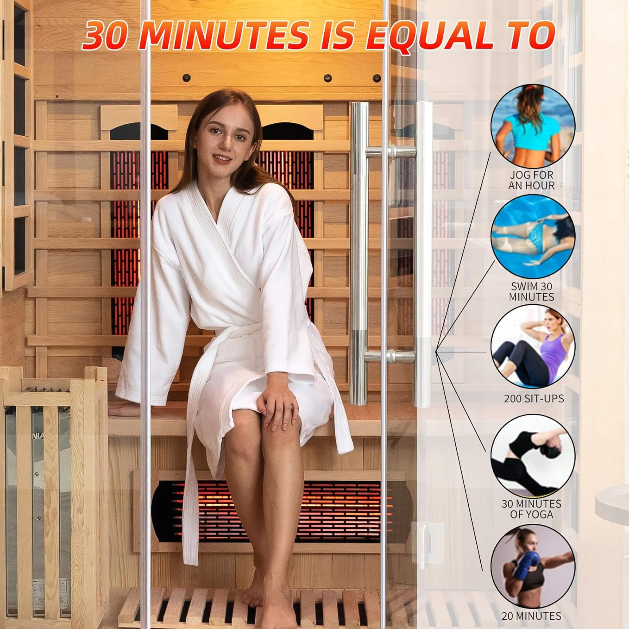 Rövia Aurora 3-Person Indoor Hybrid Sauna Room with Infrared and 4.5kW Heater - SAK41592